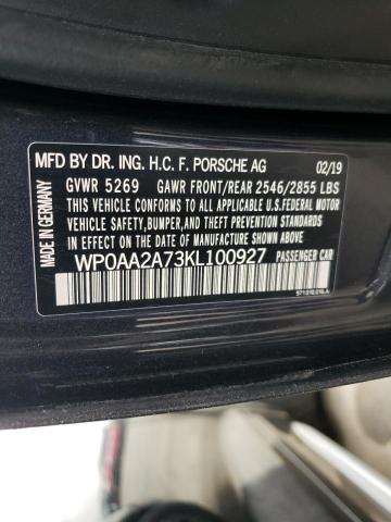 WP0AA2A73KL100927 - 2019 PORSCHE PANAMERA BASE CHARCOAL photo 12