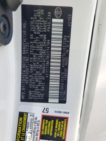 4T1T11BK1RU114184 - 2024 TOYOTA CAMRY SE NIGHT SHADE WHITE photo 13