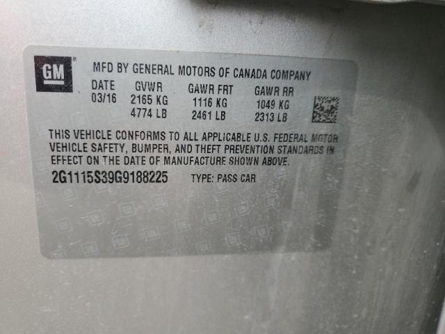 2G1115S39G9188225 - 2016 CHEVROLET IMPALA LT SILVER photo 12