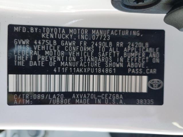 4T1F11AKXPU184861 - 2023 TOYOTA CAMRY XLE 白色 照片 13