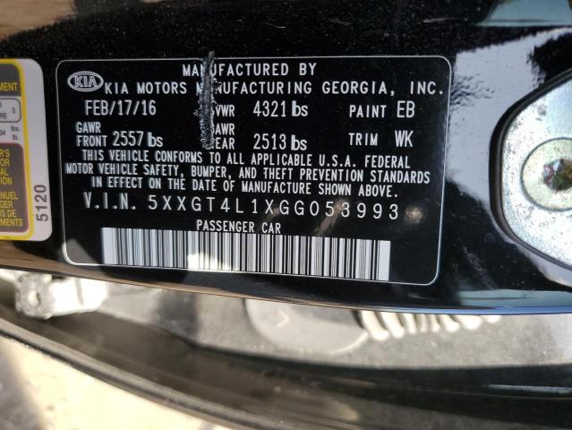 5XXGT4L1XGG053993 - 2016 KIA OPTIMA LX BLACK photo 12