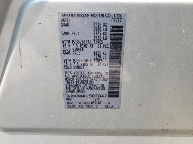 5N1DR2MM4HC907047 - 2017 NISSAN PATHFINDER S SILVER photo 14