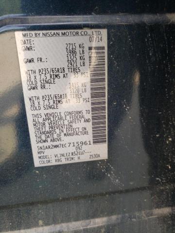 5N1AR2MM7EC715961 - 2014 NISSAN PATHFINDER S BLUE photo 12