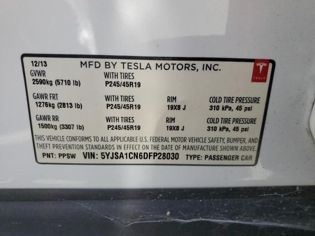 5YJSA1CN6DFP28030 - 2013 TESLA MODEL S Սպիտակ լուսանկար 13