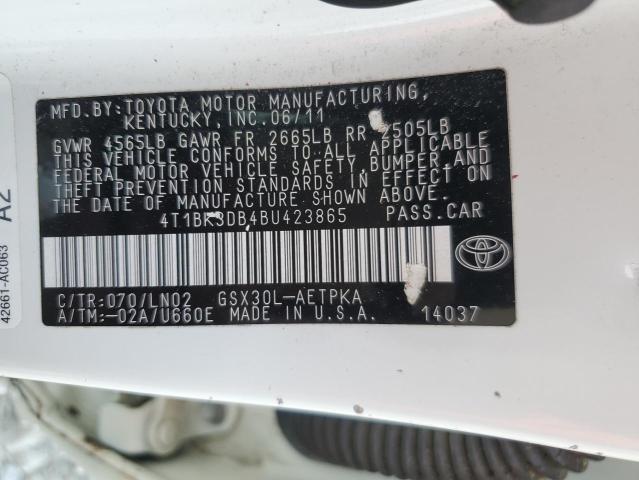 4T1BK3DB4BU423865 - 2011 TOYOTA AVALON BASE WHITE photo 12