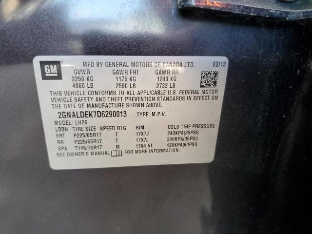 2GNALDEK7D6290013 - 2013 CHEVROLET EQUINOX LT GRAY photo 12