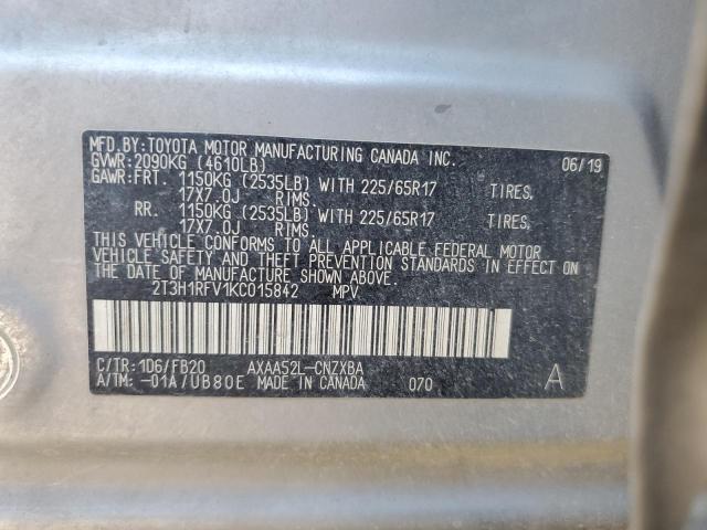 2T3H1RFV1KC015842 - 2019 TOYOTA RAV4 LE Silber Foto 13