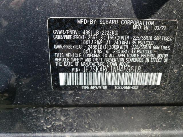 JF2SKARC1NH459618 - 2022 SUBARU FORESTER TOURING 灰色 照片 13