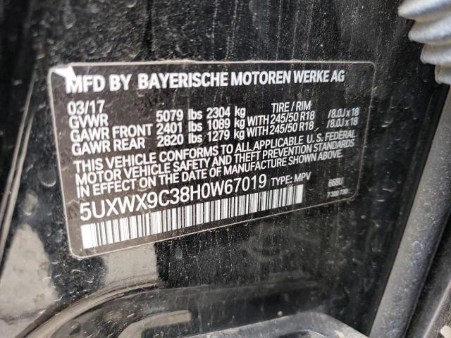 5UXWX9C38H0W67019 - 2017 BMW X3 XDRIVE28I BLACK photo 12