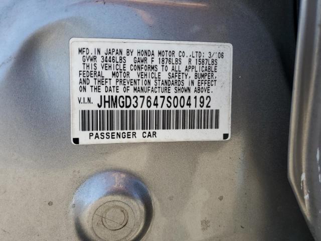 JHMGD37647S004192 - 2007 HONDA FIT S 银色 照片 12