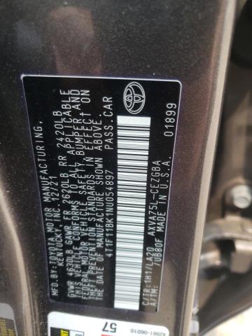 4T1F11BK1NU054897 - 2022 TOYOTA CAMRY XLE GRAY photo 12