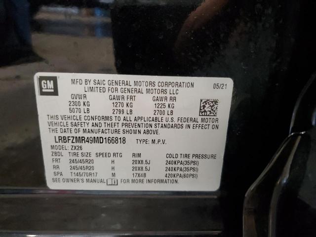 LRBFZMR49MD166818 - 2021 BUICK ENVISION PREFERRED შავი ფოტო 12