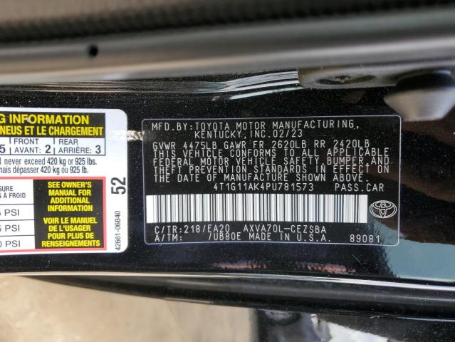 4T1G11AK4PU781573 - 2023 TOYOTA CAMRY SE NIGHT SHADE BLACK photo 13