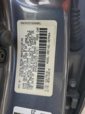 5YFBU4EE5DP147211 - 2013 TOYOTA COROLLA LE BASE GRAY photo 12