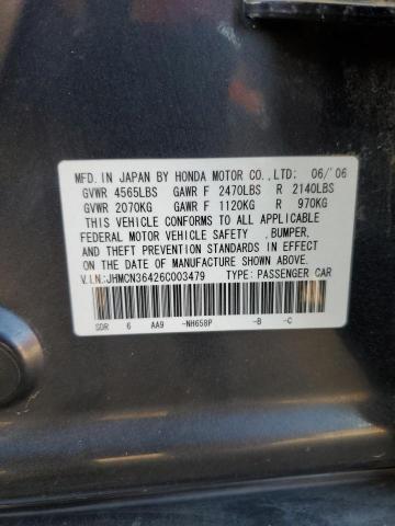 JHMCN36426C003479 - 2006 HONDA ACCORD HYBRID GRAY photo 12