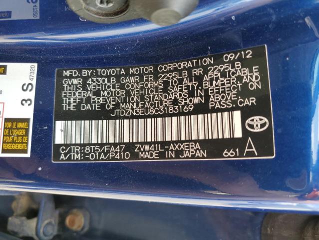 JTDZN3EU8C3183169 - 2012 TOYOTA PRIUS V BLUE photo 12