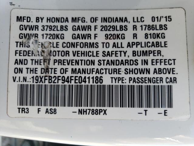 19XFB2F94FE041186 - 2015 HONDA CIVIC EXL 白色 照片 12