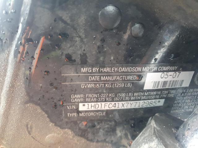 1HD1FC41X7Y712985 - 2007 HARLEY-DAVIDSON FLHTCUI BLACK photo 10