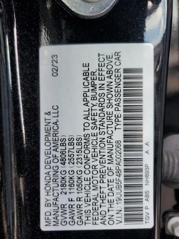 19UUB5F48PA002068 - 2023 ACURA TLX TECHNOLOGY BLACK photo 12