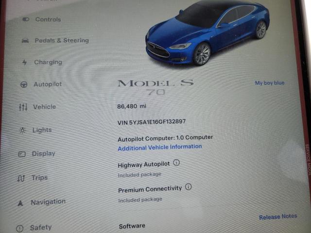 5YJSA1E16GF132897 - 2016 TESLA MODEL S 蓝色 照片 9