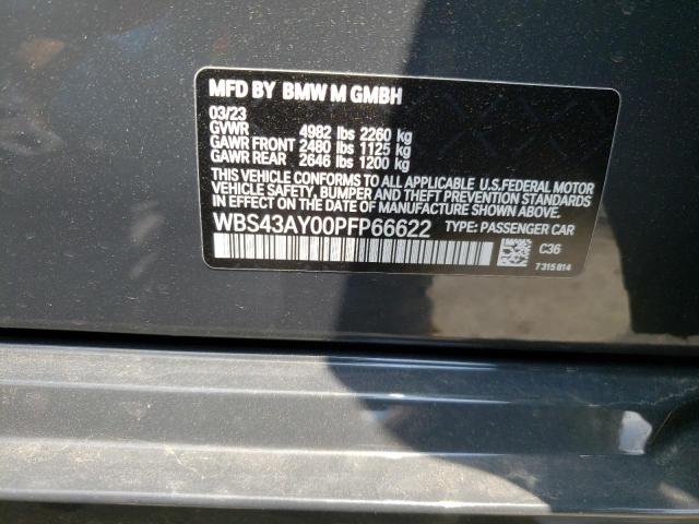 WBS43AY00PFP66622 - 2023 BMW M3 COMPETITION GRAY photo 12