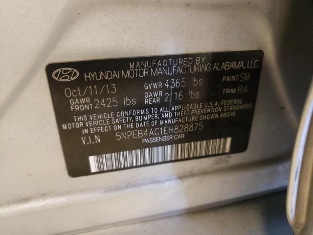 5NPEB4AC1EH828875 - 2014 HYUNDAI SONATA GLS SILVER photo 12