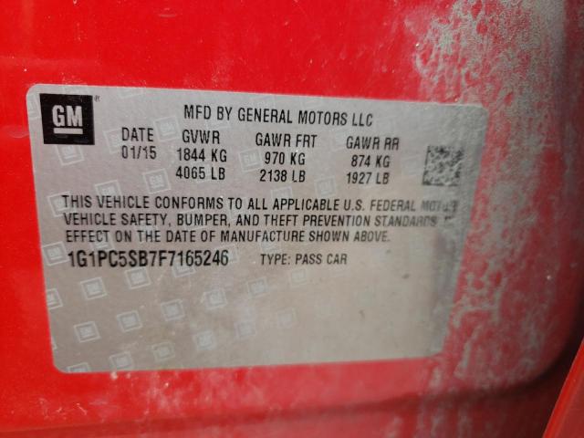 1G1PC5SB7F7165246 - 2015 CHEVROLET CRUZE LT RED photo 13