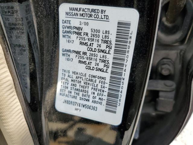 JN8DR07Y41W504363 - 2001 NISSAN PATHFINDER LE 黑色 照片 12