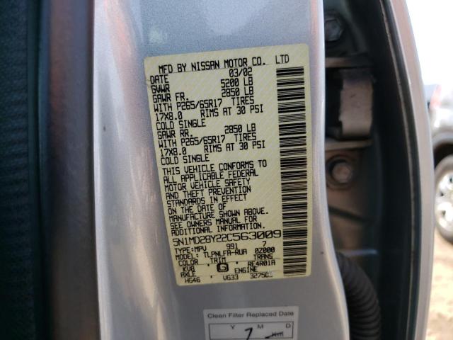 5N1MD28Y22C563009 - 2002 NISSAN XTERRA SE SILVER photo 12