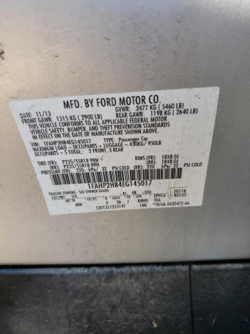 1FAHP2H84EG145017 - 2014 FORD TAURUS SEL SILVER photo 12