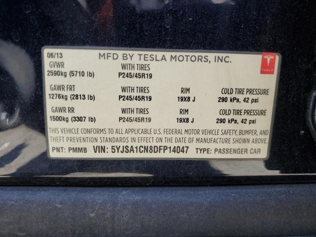 5YJSA1CN8DFP14047 - 2013 TESLA MODEL S Mavi foto 12