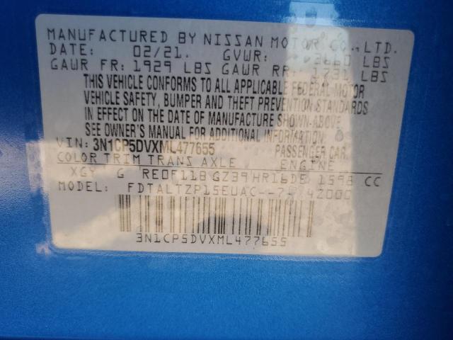 3N1CP5DVXML477655 - 2021 NISSAN KICKS SR BLUE photo 12