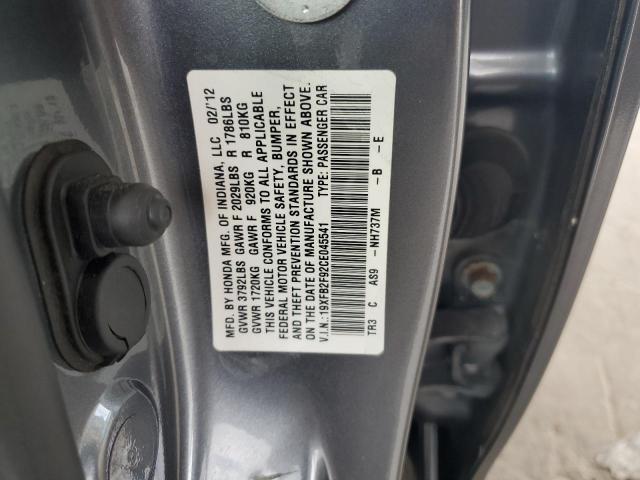 19XFB2F92CE045541 - 2012 HONDA CIVIC EXL GRAY photo 12