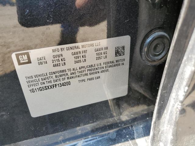 1G11G5SXXFF134200 - 2015 CHEVROLET MALIBU LTZ შავი ფოტო 12