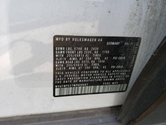 WVGTMPE27MP058667 - 2021 VOLKSWAGEN ID.4 PRO S თეთრი ფოტო 13