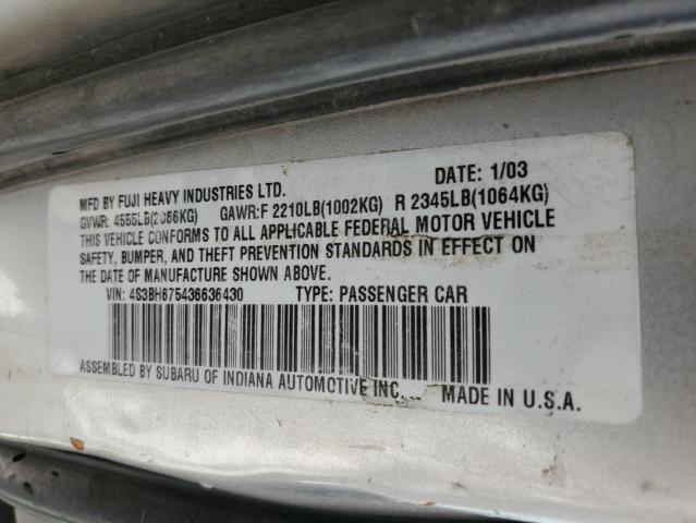 4S3BH675436636430 - 2003 SUBARU LEGACY OUTBACK AWP 银色 照片 13
