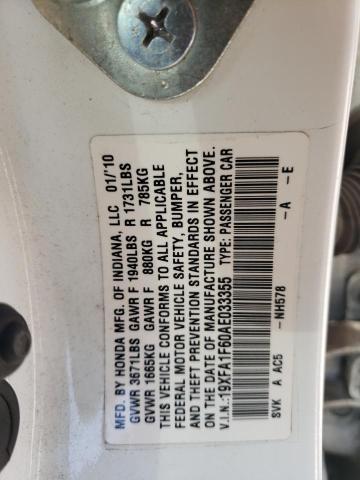 19XFA1F60AE033355 - 2010 HONDA CIVIC LX-S أبيض صورة 13
