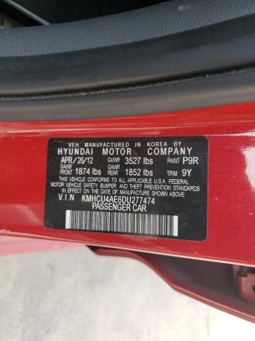 KMHCU4AE6DU277474 - 2013 HYUNDAI ACCENT GLS RED photo 13