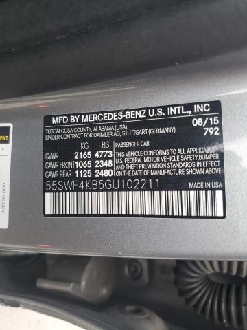 55SWF4KB5GU102211 - 2016 MERCEDES-BENZ C 300 4MATIC GRAY photo 12