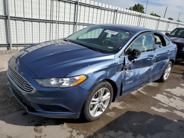 3FA6P0LU4JR110044 - 2018 FORD FUSION SE HYBRID BLUE photo 1