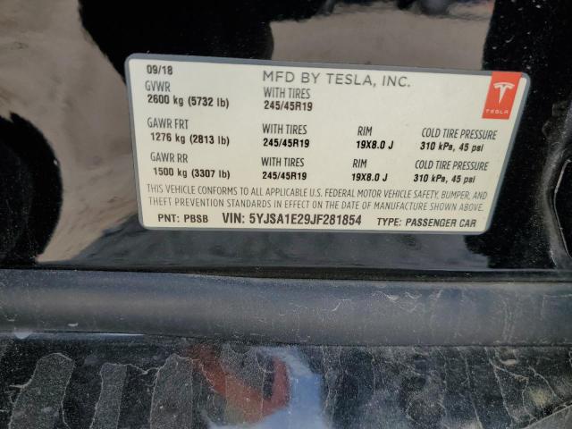 5YJSA1E29JF281854 - 2018 TESLA MODEL S 黑色 照片 13