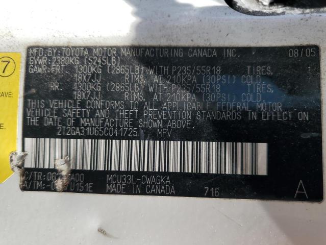 2T2GA31U65C041725 - 2005 LEXUS RX 330 WHITE photo 13