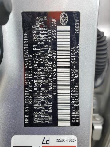 4T1BF1FK2GU246438 - 2016 TOYOTA CAMRY LE SILVER photo 13