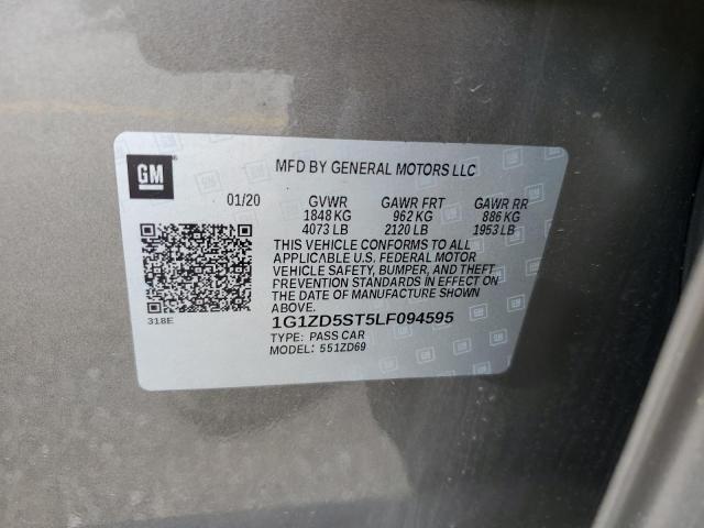 1G1ZD5ST5LF094595 - 2020 CHEVROLET MALIBU LT GRAY photo 12