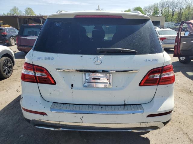 4JGDA5HB1CA001038 - 2012 MERCEDES-BENZ ML 350 4MATIC WHITE photo 6