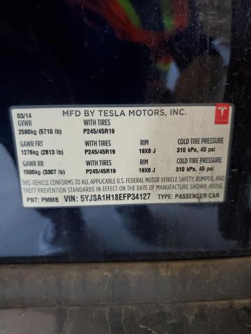 5YJSA1H18EFP34127 - 2014 TESLA MODEL S ლურჯი ფოტო 12