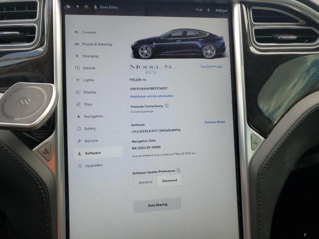 5YJSA1H18EFP34127 - 2014 TESLA MODEL S ლურჯი ფოტო 9