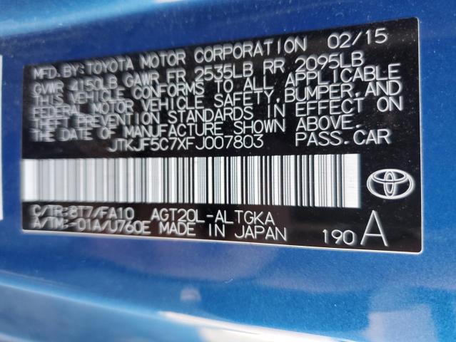 JTKJF5C7XFJ007803 - 2015 TOYOTA SCION TC 蓝色 照片 12