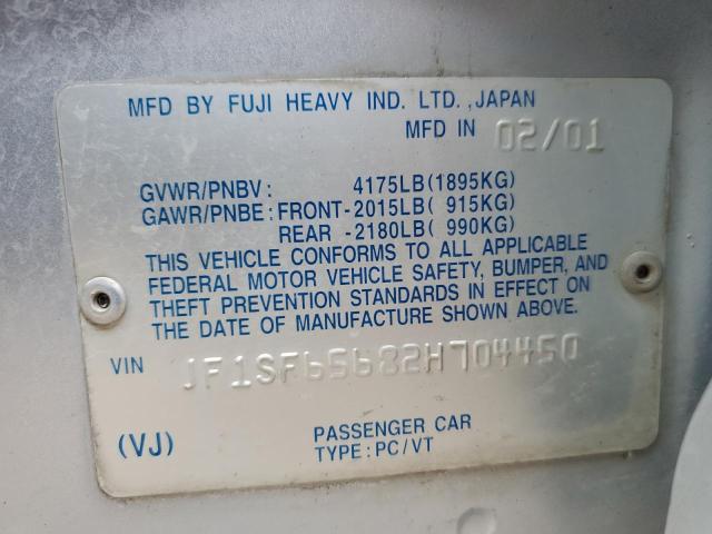 JF1SF65682H704450 - 2002 SUBARU FORESTER S SILVER photo 13