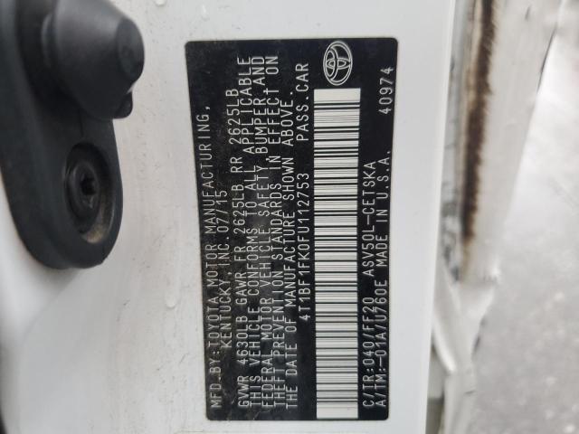 4T1BF1FK0FU112753 - 2015 TOYOTA CAMRY LE WHITE photo 12